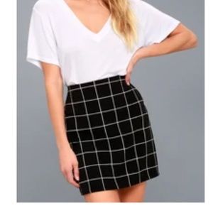 Lulu's Black and White Checkered Mini Skirt